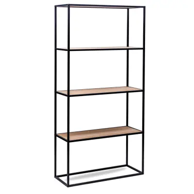 NORDLYS Arne bokhylla, m. 4 hyllor - brunt trä och svart metall