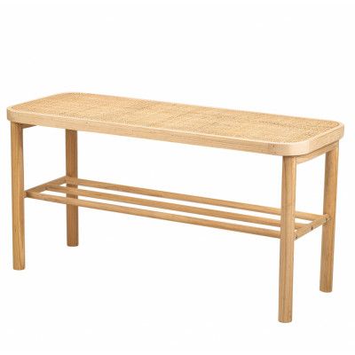 NORDLYS Asugi bänk, m. hylla - naturrotting och trä (90x35)