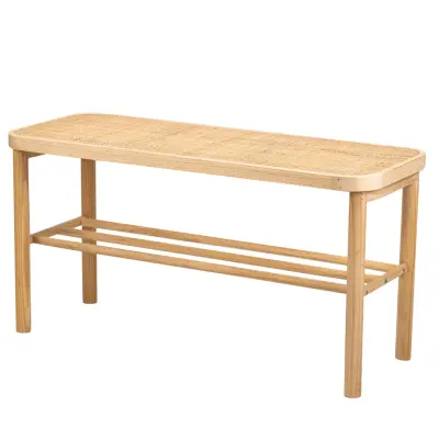 NORDLYS Asugi bänk, m. hylla - naturrotting och trä (90x35)