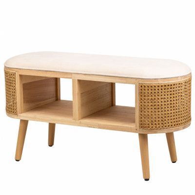 NORDLYS Isumi bänk, m. hylla - naturrotting och trä (90x35)