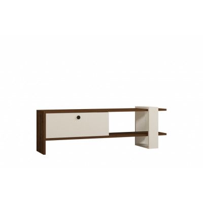 NORDVÄRK Gaye TV-bord, m. 1 dörr och 1 hylla - valnöt och vit melamin (120x25)