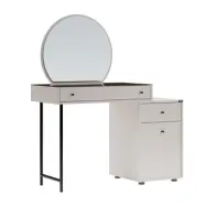 NORDVÄRK Tmu-712-Vv-1 sminkbord, med spegel, 1 dörr, 1 hyllplan, 2 lådor - glas och melamin (108x47)