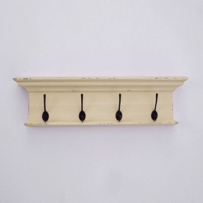 NOVASOLO Halifax klädhängare, w. 4 krokar - gulbrun antik mahogny och MDF