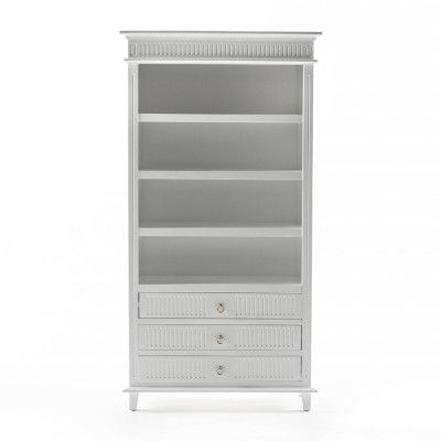 NOVASOLO Skansen bokhylla, m. 3 lådor, 3 hyllor - vit mahogny och MDF