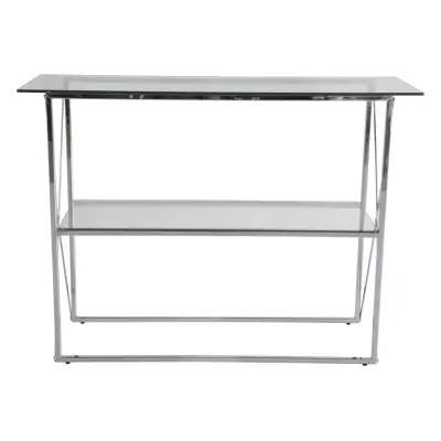 RGE Cross konsolbord - glas/silver glas/metall, w. 1 hylla