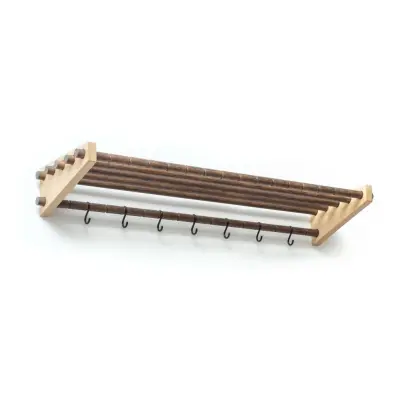 ROON& RAHN Moodrack hatthylla - natur/brun ek, med 7 S-krokar, 98 cm