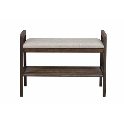 ROWICO Inverness bänk, m. 1 hylla - beige polypropen och brun ek (75x40)