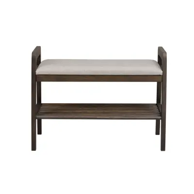 ROWICO Inverness bänk, m. 1 hylla - beige polypropen och brun ek (75x40)