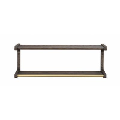 ROWICO Inverness hatthylla, med hängstänger - guldmetall och brun ek (B:80)