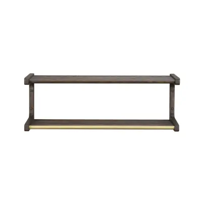 ROWICO Inverness hatthylla, med hängstänger - guldmetall och brun ek (B:80)