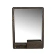 ROWICO Inverness väggspegel, w. 3 krokar och 1 hylla - spegelglas och brun ek (60x45)