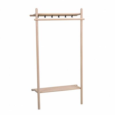 ROWICO Milford Garderobsställ med 6 Galgar och 1 Hylla - Vittvättad Ek och Svart Metall (180 x 90 cm)