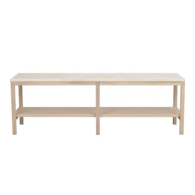 ROWICO Orwel konsolbord, med hylla - beige travertin och vitkalkad ek (140x40)