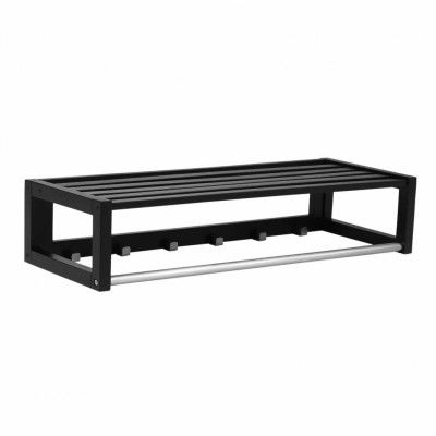 ROWICO rektangulär Confetti hatthylla med 6 krokar - svart ek och metall (80cm)