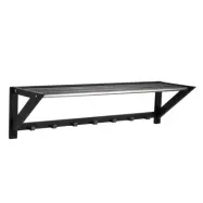 ROWICO rektangulär Confetti hatthylla med 7 krokar - svart ek och metall (100cm)