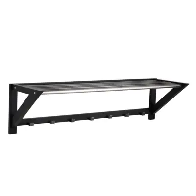 ROWICO rektangulär Confetti hatthylla med 7 krokar - svart ek och metall (100cm)