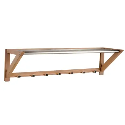 ROWICO rektangulär Confetti hatthylla med 8 krokar - naturlig ek och metall (100cm)