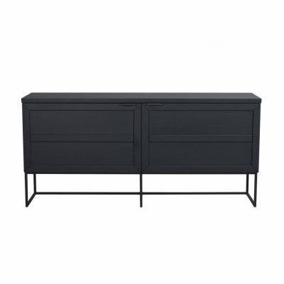 ROWICO Rektangulär Everett Skänk med 2 Luckor och 1 Hylla - Svart Ek och Metall