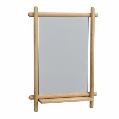 ROWICO Rektangulär Milford Väggspegel med Hylla - Spegelglas och Naturlig Ek (74 x 52 cm)