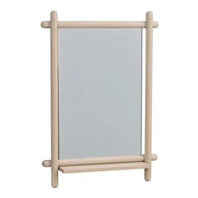 ROWICO Rektangulär Milford Väggspegel med Hylla - Spegelglas och Vittvättad Ek (74 x 52 cm)