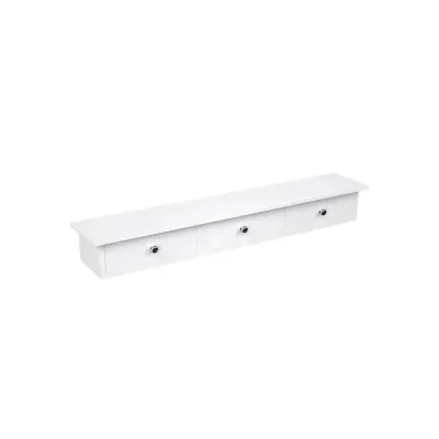 SONGMICS flytande vägghylla med 3 lådor, förvaringshylla för hall, 80 x 15 x 10 cm, vardagsrum, sovrum, kök, högblank färg, vit LWS085W01