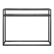 SPINDER DESIGN Daniël Konsollbord, med 1 Hylla, Rektangulärt - Svart Ek och Matt Svart Stål (120 x 30 cm)