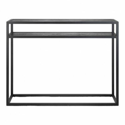 SPINDER DESIGN Daniël Konsollbord, med 1 Hylla, Rektangulärt - Svart Ek och Matt Svart Stål (120 x 30 cm)