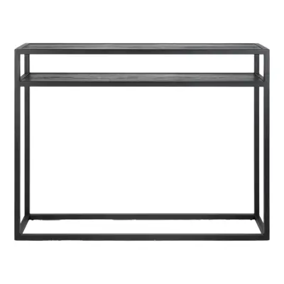 SPINDER DESIGN Daniël Konsollbord, med 1 Hylla, Rektangulärt - Svart Ek och Matt Svart Stål (120 x 30 cm)