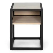 SPINDER DESIGN Diva One-Nightstand sängbord, m. 1 hylla - oljad ek och svart stål (40x40)