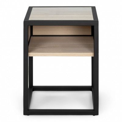 SPINDER DESIGN Diva One-Nightstand sängbord, m. 1 hylla - oljad ek och svart stål (40x40)