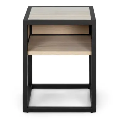 SPINDER DESIGN Diva One-Nightstand sängbord, m. 1 hylla - oljad ek och svart stål (40x40)