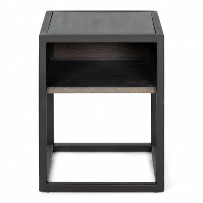 SPINDER DESIGN Diva One-Nightstand sängbord, m. 1 hylla - oljad ek och svart stål (40x40)
