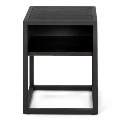 SPINDER DESIGN Diva One-Nightstand sängbord, m. 1 hylla - svart ek och svart stål (40x40)