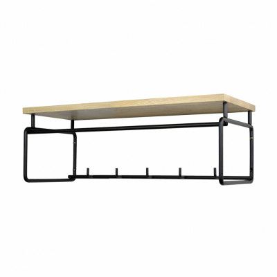 SPINDER DESIGN rektangulär Clint klädhängare, med hylla, hängstång och 5 hängare - svart stål