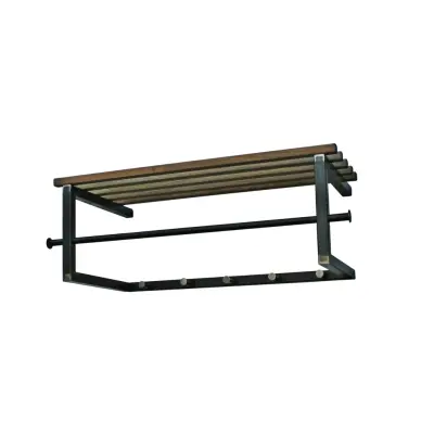 SPINDER DESIGN rektangulär Marco Blacksmith hatthylla, med 5 krokar och hängstång - stål