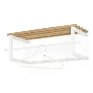 SPINDER DESIGN rektangulär Marco hatthylla, med 5 krokar och hängstång - vitt stål