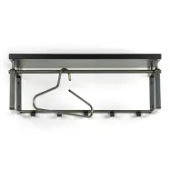 SPINDER DESIGN rektangul&auml;r Rex Blacksmith hatthylla, med 5 krokar och h&auml;ngst&aring;ng - melamin och st&aring;l