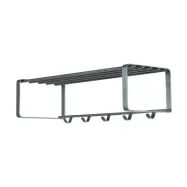 SPINDER DESIGN rektangulär Rex hatthylla, med 5 krokar - grått stål