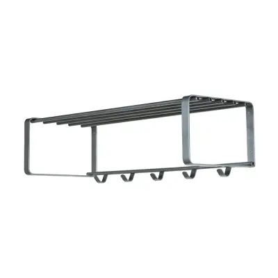 SPINDER DESIGN rektangulär Rex hatthylla, med 5 krokar - grått stål