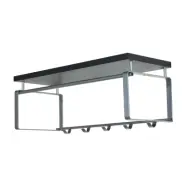 SPINDER DESIGN rektangulär Rex hatthylla, med 5 krokar och hängstång - grå melamin och stål