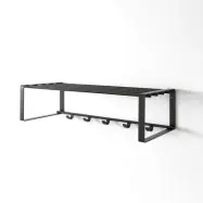 SPINDER DESIGN rektangulär Rex hatthylla, med 5 krokar - svart stål