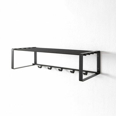 SPINDER DESIGN rektangulär Rex hatthylla, med 5 krokar - svart stål