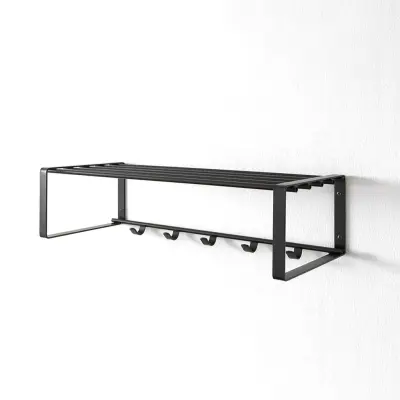 SPINDER DESIGN rektangulär Rex hatthylla, med 5 krokar - svart stål