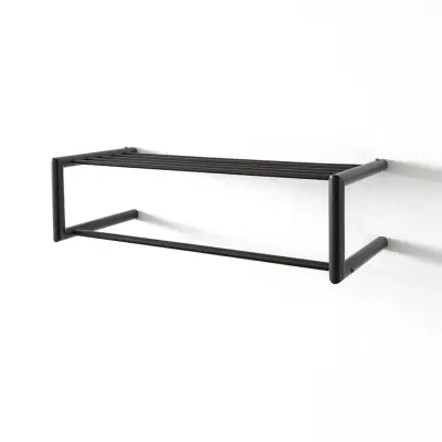 SPINDER DESIGN rektangulär Smooth hatthylla, med hängstång - svart stål