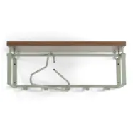 SPINDER DESIGN Rex hatthylla, med 1 trähylla och 5 krokar - dammgrönt stål (70x28)