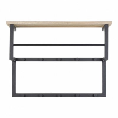 SPINDER DESIGN Rizzoli entréarrangemang, med 10 krokar, hängstång och trähylla, liten - svart stål