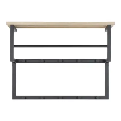 SPINDER DESIGN Rizzoli entréarrangemang, med 10 krokar, hängstång och trähylla, liten - svart stål