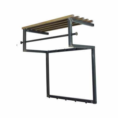 SPINDER DESIGN Rizzoli entréarrangemang, med 10 krokar, hängstång och trähylla - råstål och t