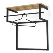 SPINDER DESIGN Rizzoli entréarrangemang, med 10 krokar, hängstång och trähylla - svart stål och trä