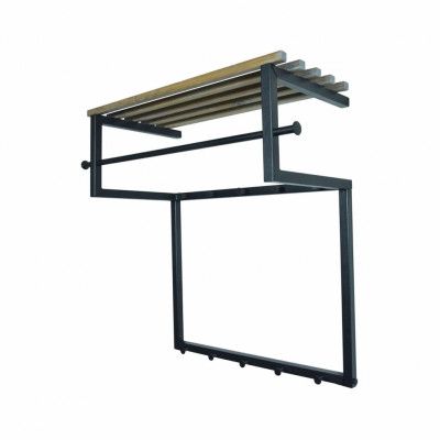 SPINDER DESIGN Rizzoli entréarrangemang, med 10 krokar, hängstång och trähylla - svart stål och trä